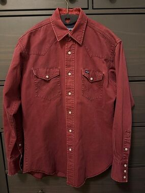 Wrangler Maroon Snap-Front Western Shirt